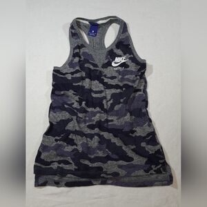 Nike Girl's Gray and Purple Camo Muscle Tee